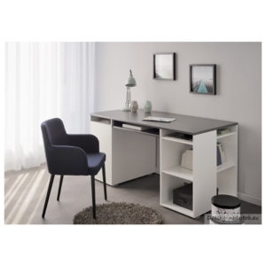 Harmonia Písací stôl ROKA - set 3ks - bielo / šedá