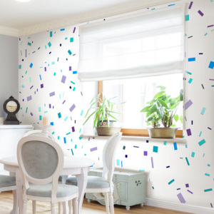 Tapeta na stenu - Blue confetti role 50x1000 cm