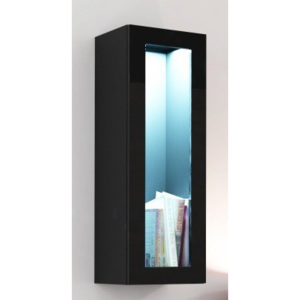 Vigo - Vitrína závesná, 1x dvere sklo (čierna mat/čierna VL)