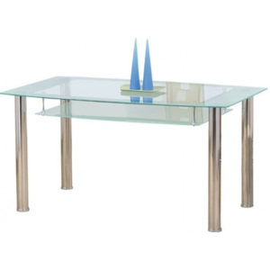 Cristal - Jedálenský stôl, oceľ / sklo číre / sklo mliečne