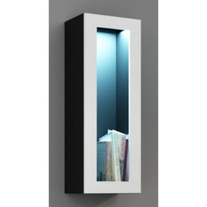 Vigo - Vitrína závesná, 1x dvere sklo (čierna mat/biela VL)