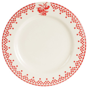 Červeno-biely dezertný tanier Comptoir de Famille Damier, 22 cm