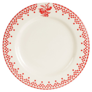 Červeno-biely jedálenský tanier Comptoir de Famille Damier, 27 cm
