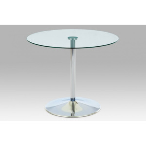 GDT - Jedálenský stôl, číre sklo/chrom (90x75x90 cm)