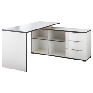 Office - Stôl so skrinkou a zásuvkami (biela)