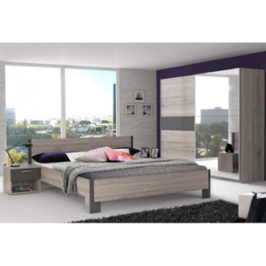 Adria 1 - Spálňa, posteľ 180 (sivá matná/dub pieskový)