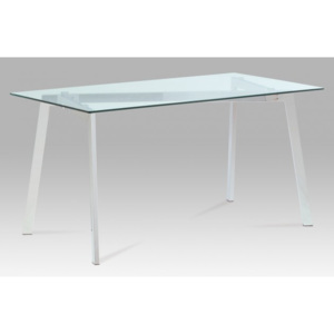 GDT - Jedálenský stôl, číre sklo/chrom (150x75x80 cm)