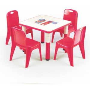 Simba - Výškovo nastaviteľný detský stolík (biela/červená)