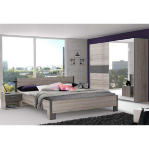 Adria 2 - Spálňa, posteľ 160 (sivá matná/dub pieskový)