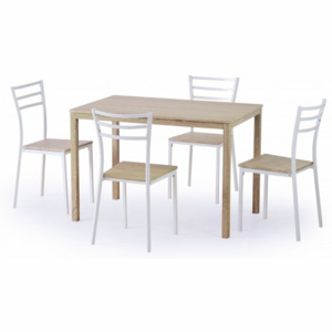Avant - Stôl + 4 stoličky (biela, dub sonoma)