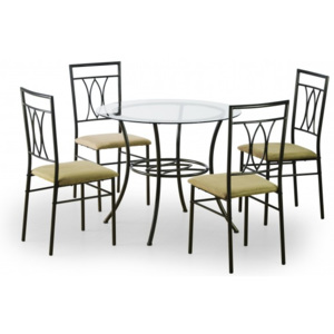 Merton - Stôl guľatý + 4 stoličky (čierna, cappuccino)