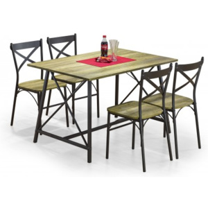 Set reliant - stôl + 4 stoličky (čierna, drevo)