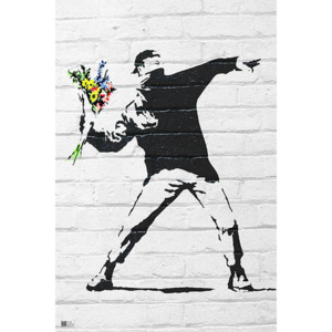 Plagát, Obraz - Banksy street art - Graffiti Throwing Flow, (61 x 91,5 cm)