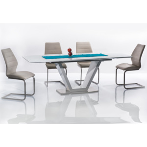 Rozkladací jedálenský stôl MORANO - biela (Moderný rozkladací jedálenský stôl Morano v prevedení biela)