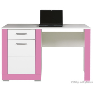 STE Detský písací stôl Twin - biela / ružová