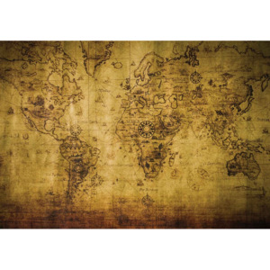 Fototapeta, Tapeta Vintage, Sépia, Mapa sveta, (368 x 254 cm)