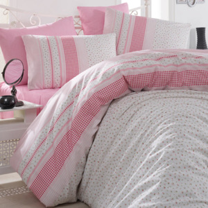 Bavlnené posteľné obliečky Defne ružové štandardná dĺžka