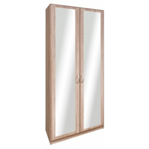 Cassanova - Šatníková skriňa,2x dvere so zrkadlom(dub bardolino)