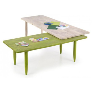 Bora-Bora - Detský stôl, farebný (bielené drevo, zelená)