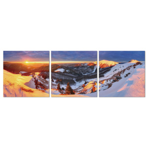 Obraz Golden sunset over the mountains, (240 x 80 cm)