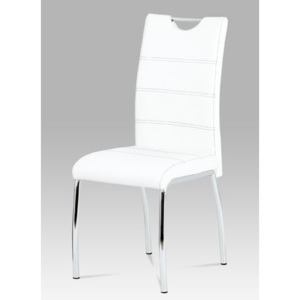 Jídelní židle bílá koženka / chrom HC-585 WT Autronic