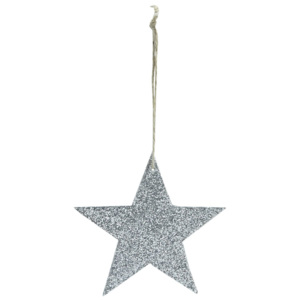 Trblietavá závesná hviezdička Silver Glitter 8 cm