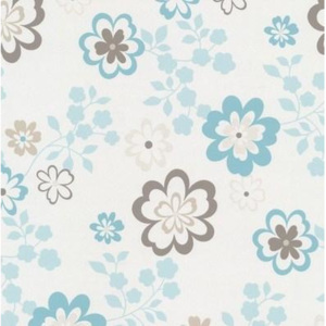 Papierové tapety, kvety modré-hnedé, Be You 551520, P+S International, rozmer 10,05 m x 0,53 m