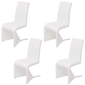 Moderné jedálenské stoličky v dizajne cantilever, 4 ks, umelá koža, biela (2x243022)