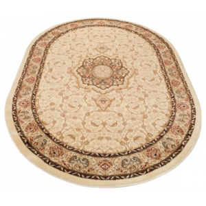 Kusový koberec klasický vzor 2 béžový ovál, Velikosti 140x190cm