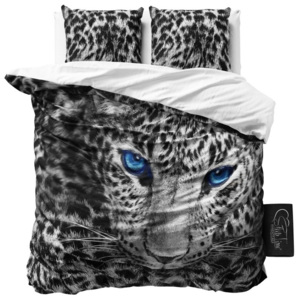 Sivé obliečky z mikroperkálu Sleeptime Cheetah, 240 x 220 cm