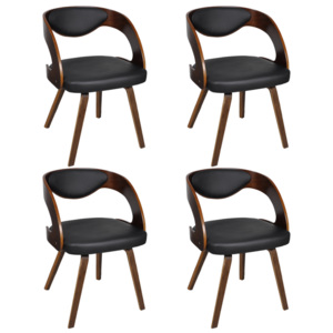 Sada 4 jedálenských stoličiek s hnedým dreveným rámom
