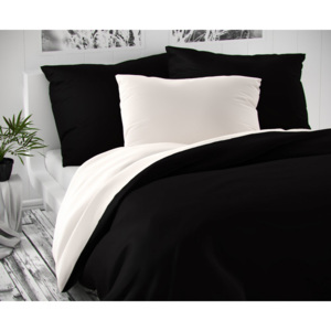 Saténové postel'né obliečky Luxury Collection čierne/biele 140x200, 70x90cm