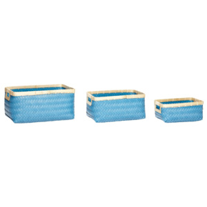 Polyratanový košík s bambusovým okrajom - Blue Malý