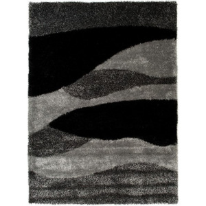 Luxusný kusový koberec Pruhy viskóza 3D čiernošedý, Velikosti 160x220cm