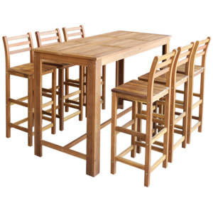 7-dielna súprava barového stola a stoličiek, masívne akáciové drevo