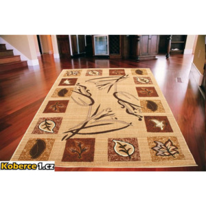 Kusový koberec PP Listy a obdĺžniky krémový, Velikosti 200x295cm