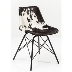 Čierno-biela jedálenská stolička s koženým poťahom Kare Design Haudy