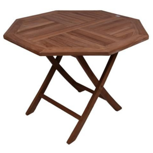 DIVERO skladací záhradný stolík z teakoveho dreva, Ø 100 cm