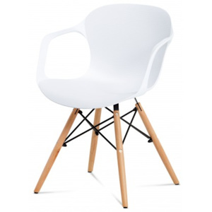 Sono - Jedálenská stolička s podrúčkami (biely plast/natural)