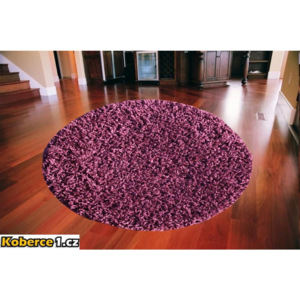 Kusový koberec Shaggy vlas 50mm fialový kruh, Velikosti 60x60cm