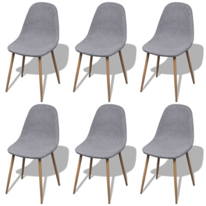 Svetlo šedé látkové kuchyské stoličky bez opierok, železné nohy, 6 ks (242088 + 242089)