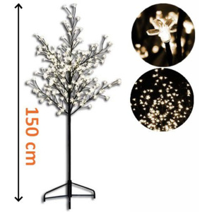 Dekoratívne LED osvetlenie - strom s kvetmi 150 cm, teplá biela