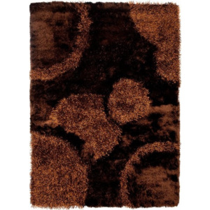 Luxusný kusový koberec Kruhy viskóza hnedý, Velikosti 160x220cm