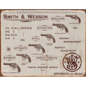 Plechová ceduľa S&W - revolvers, (40 x 31,5 cm)