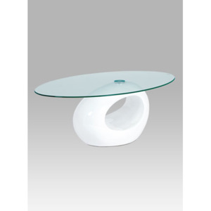 Konferenčný stôl 110 x 70 cm, biela lesk/sklo AHG-032 WT Autronic