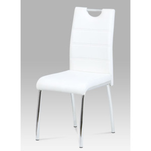 Jídelní židle, ekokůže bílá / chrom DCL-401 WT Autronic