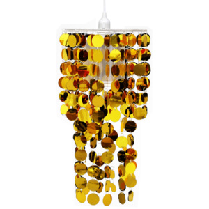 Závesná zlatá luster lampa s okruhlymi šupinkami 26 x 56 cm