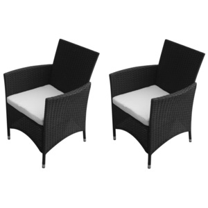 Záhradné stoličky 2 ks, čierny polyratan