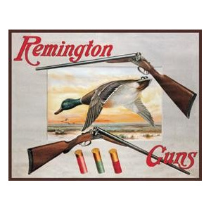 Plechová ceduľa REM - shotguns and duck, (41 x 32 cm)
