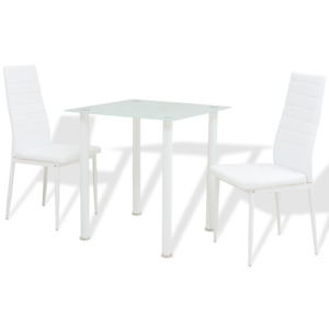 3-dielna jedálenská sada, stôl a stoličky, biela